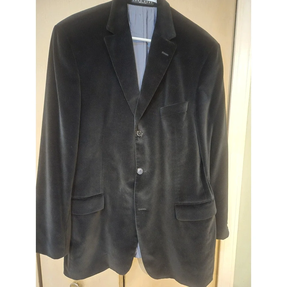 Hugo Boss Velvet Blazer 44R Black Rossellini USA Dinner Jacket Mens Formal